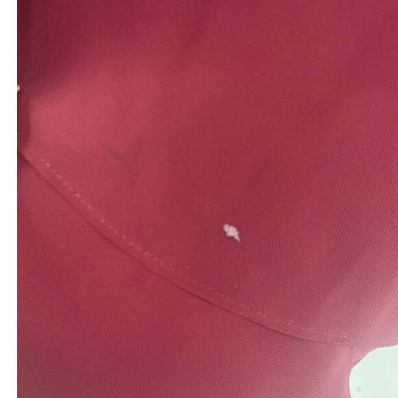 Azazie Empire Waist Gown Draped Front Mesh Overlay Maxi V Neck Burgundy Womens 8 - Picture 9 of 10